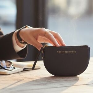 Tommy Hilfiger Navy Blue Gold Zip Coin Pouch